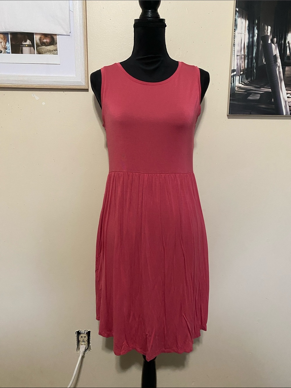 Maurice’s 24/7 Sleeveless Pink Casual Midi Dress w/ pockets Sz M